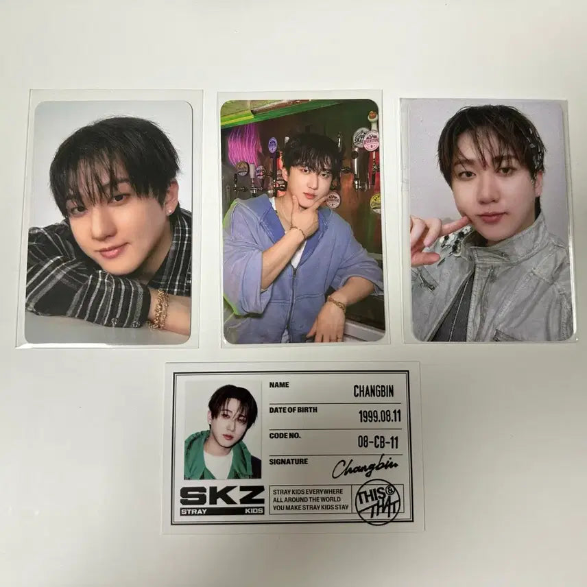 [BUNJANG] Stray Kids This&That Changbin Photocard Bundle Set / StrayKids 스트레이키즈 스키즈 This&That 디스앤댓 팝업 특전 + 블드미 특전 + 사웨 럭드 미공포 + 아이디카드 창빈 포카 일괄