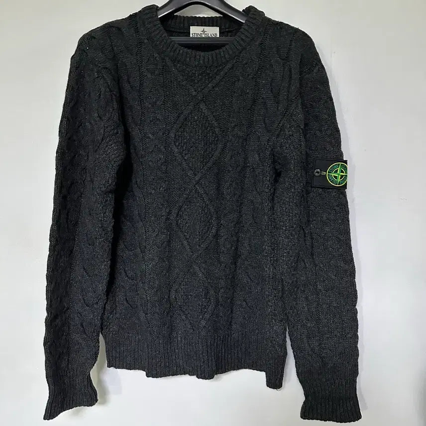 [BUNJANG] Stone Island Cable Knit Dark Grey / 스톤아일랜드 케이블 니트 다크 그레이