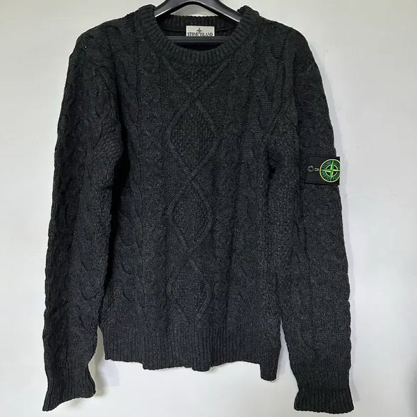 [BUNJANG] Stone Island Cable Knit Dark Grey / 스톤아일랜드 케이블 니트 다크 그레이