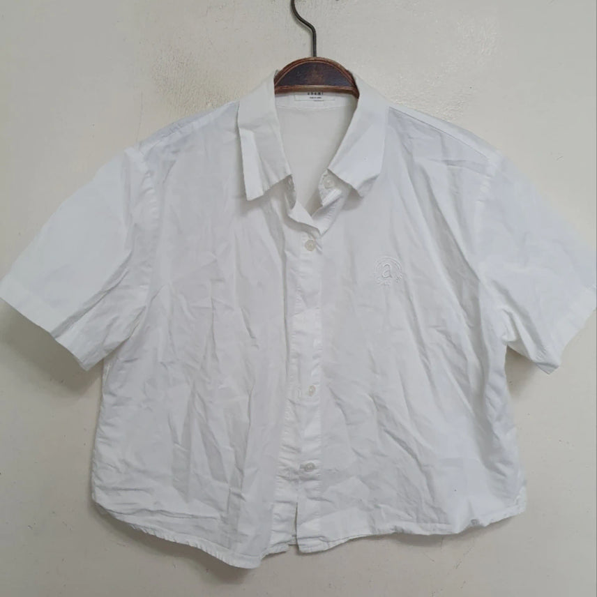 [BUNJANG] chemi White Cropped Short-Sleeve Shirt / chemi 화이트 크롭 반팔 셔츠