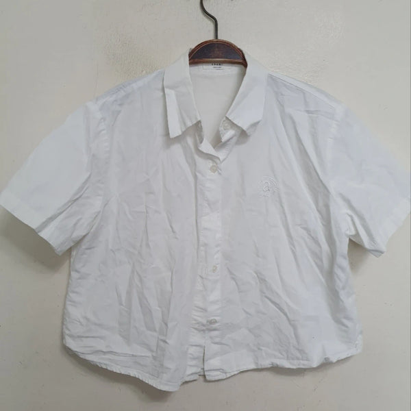 [BUNJANG] chemi White Cropped Short-Sleeve Shirt / chemi 화이트 크롭 반팔 셔츠