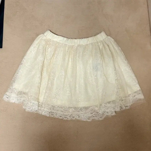 [BUNJANG] Women's Lace Mori Girl Mini Skirt / 여성 레이스 스커트 모리걸 빈티지 달천깔