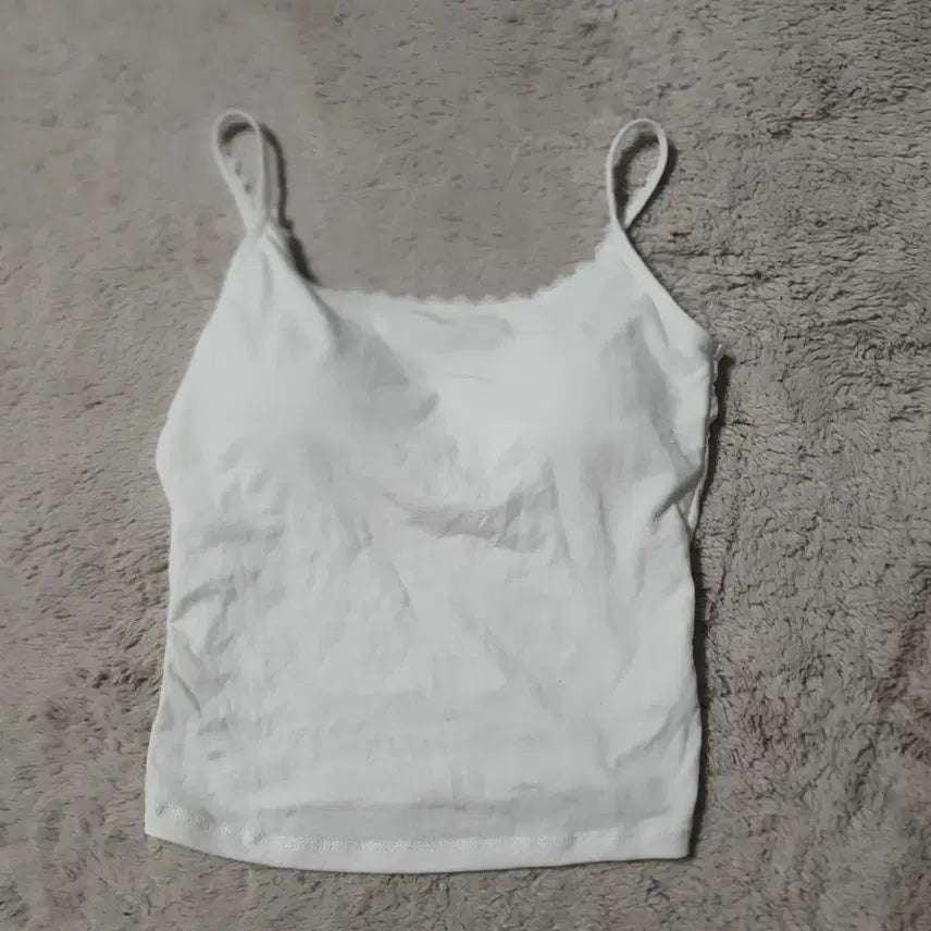 [BUNJANG] Black Cropped Strap Bralette Tank Top (M-L) / 크롭 끈 브라탑 나시 M (414
