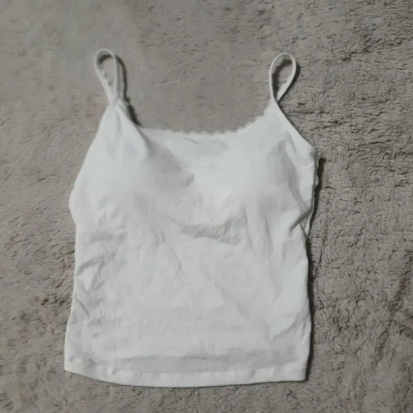 [BUNJANG] Black Cropped Strap Bralette Tank Top (M-L) / 크롭 끈 브라탑 나시 M (414