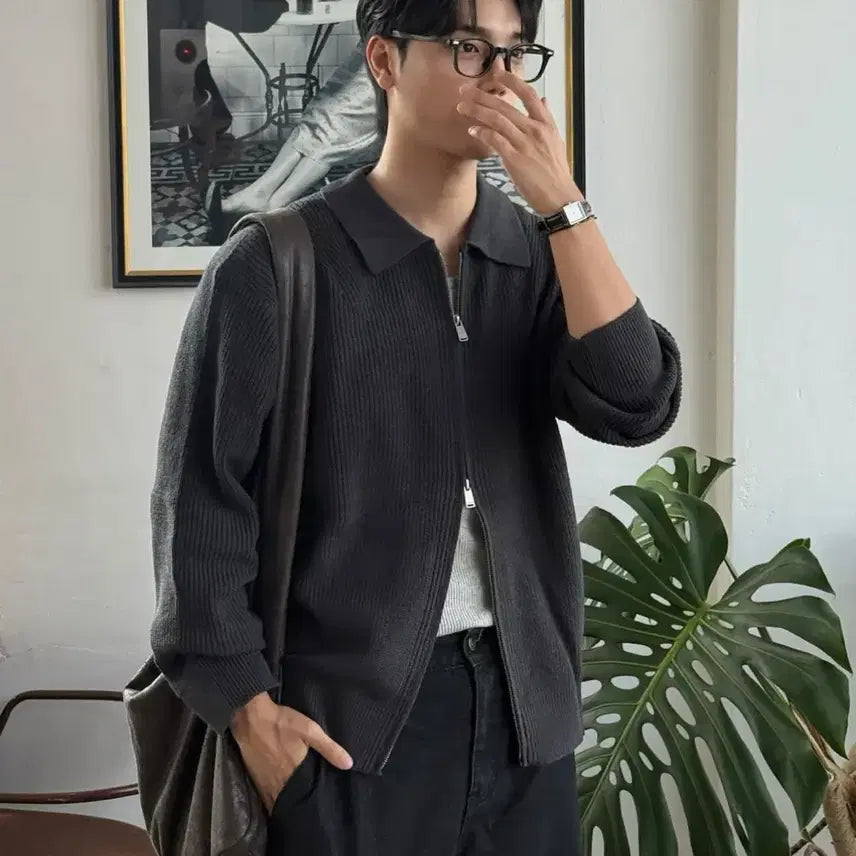 [BUNJANG] KIMUR Knit Zip-Up Black / 키뮤어 니트 집업 블랙