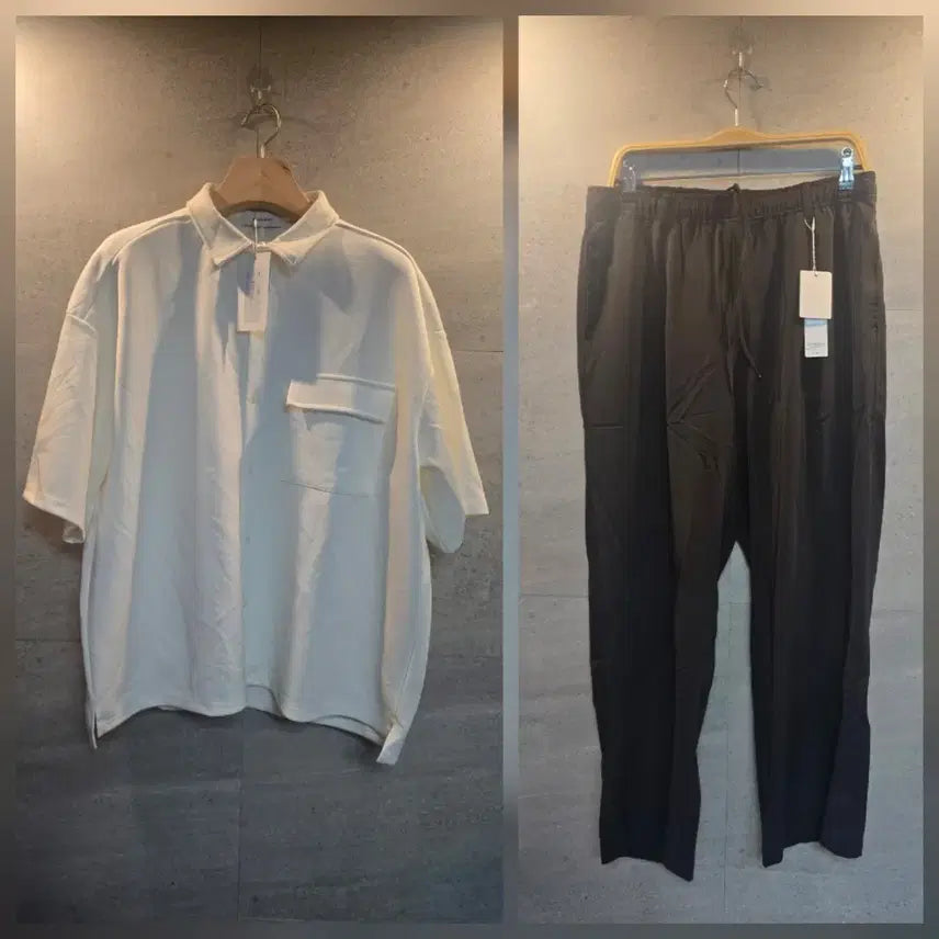 [BUNJANG] Off-White Shirt & Black Pants Set / 오프화이트 셔츠 & 블랙 팬츠.