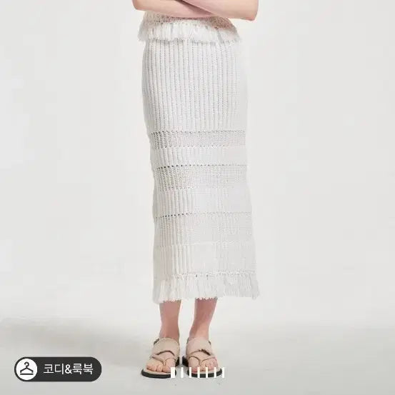 [BUNJANG] OBZEE Glitter Mix Ribbed Knit Fringe Bustier Set / OBZEE 글리터 믹스 리브드 니트 프린지 뷔스티에셋업