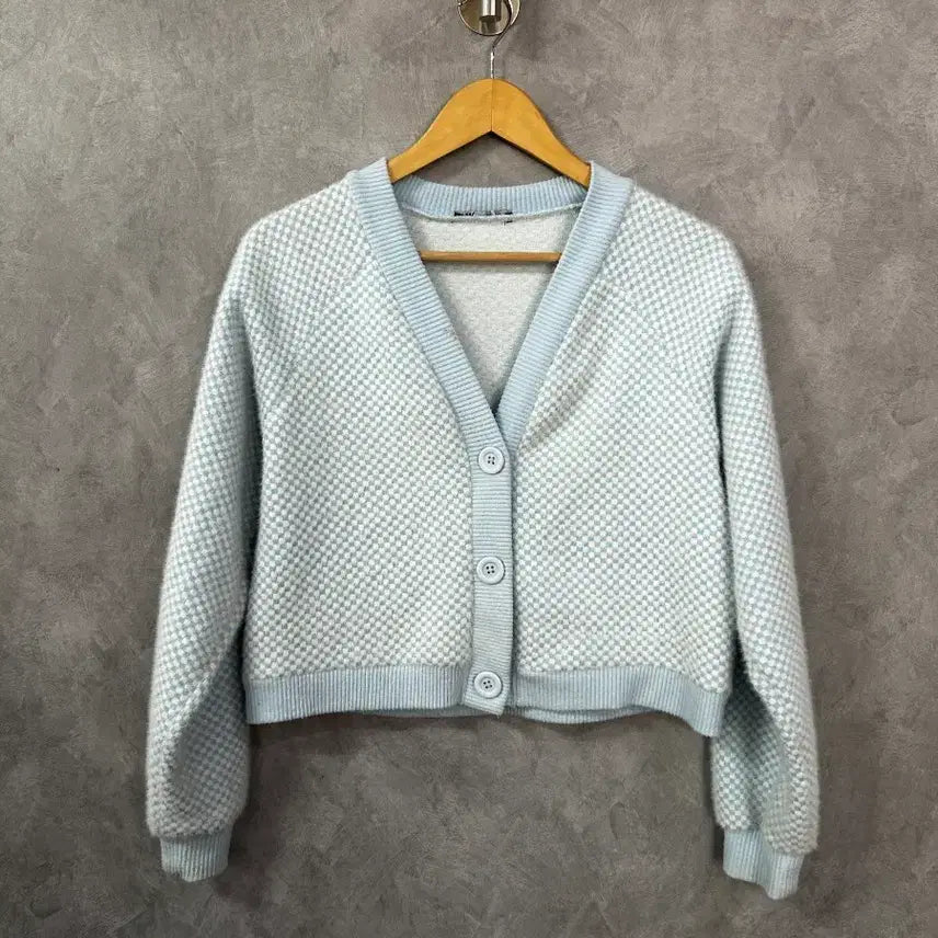 [BUNJANG] Zara Checkered Pattern Blue Cardigan S / 자라 체크 패턴 블루 가디건 S