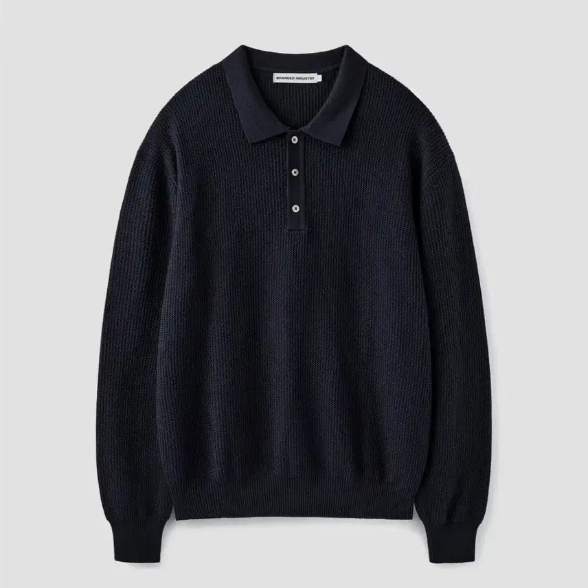 [BUNJANG] Branded Hard Twist Polo Knit (XL) Navy / 브랜디드 하드트위스트 폴로 니트(XL) 네이비