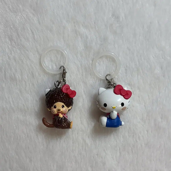 [BUNJANG] Hello Kitty Monchhichi Mezushi Gachapon Keyring Bundle Set / 일괄) 미사용 새상품 헬로 키티 몬치치 메지루시 가챠 키링