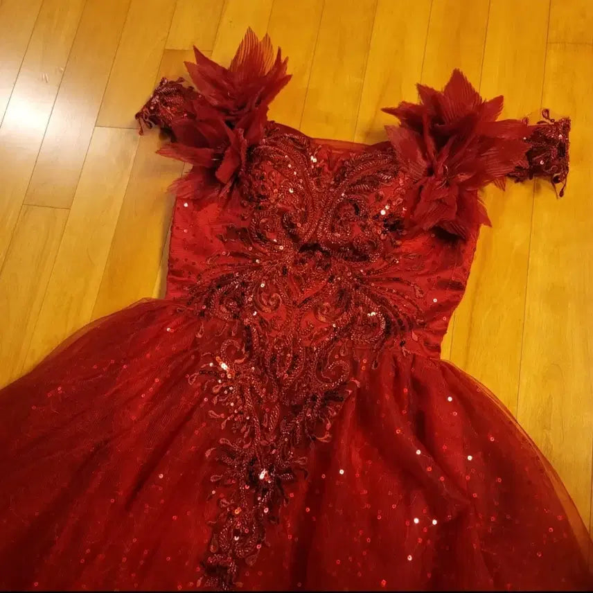 [BUNJANG] Sparkling Red Formal Dress / 화려한 레드 드레스 / 웨딩촬영 드레스 / 연주회 드레스