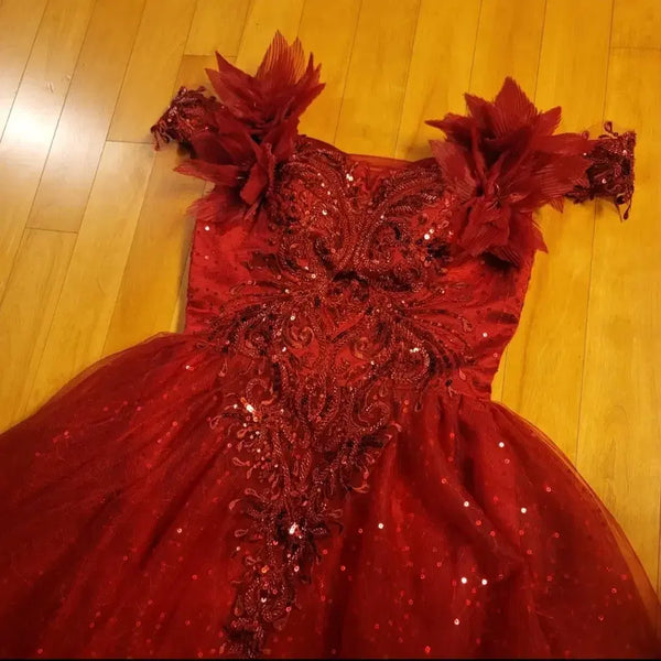 [BUNJANG] Sparkling Red Formal Dress / 화려한 레드 드레스 / 웨딩촬영 드레스 / 연주회 드레스