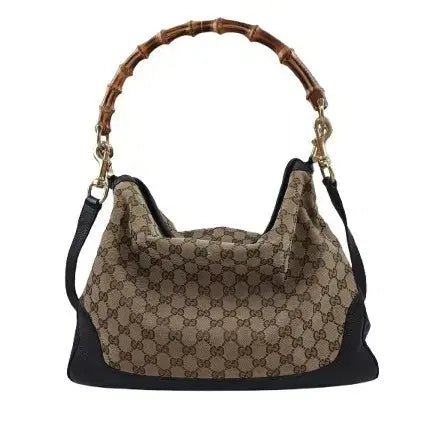[BUNJANG] Gucci Bamboo Monogram Jacquard Canvas Hobo Shoulder Bag / 구찌 뱀부 숄더백