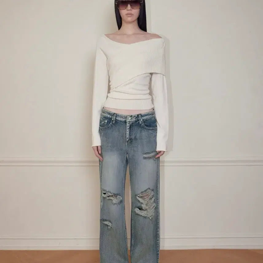 [BUNJANG] Bohemian Seoul One Shoulder Ribbed Knit / 보헤미안서울 원숄더 리브드 니트 아카이브 세일