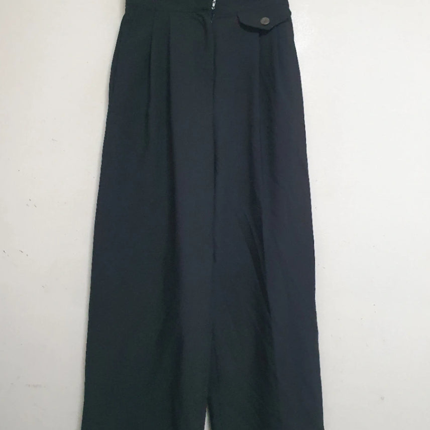 [BUNJANG] Wide Pintuck Slacks Pants (Beige/Black) / 와이드 핀턱 팬츠 슬렉스(베이지/블랙)