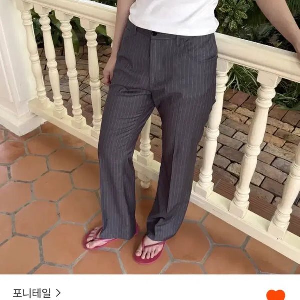 [BUNJANG] PONYTAIL Stripe Slacks Pants / PONYTAIL 포니테일 스트라이프 슬랙스 바지 팬츠