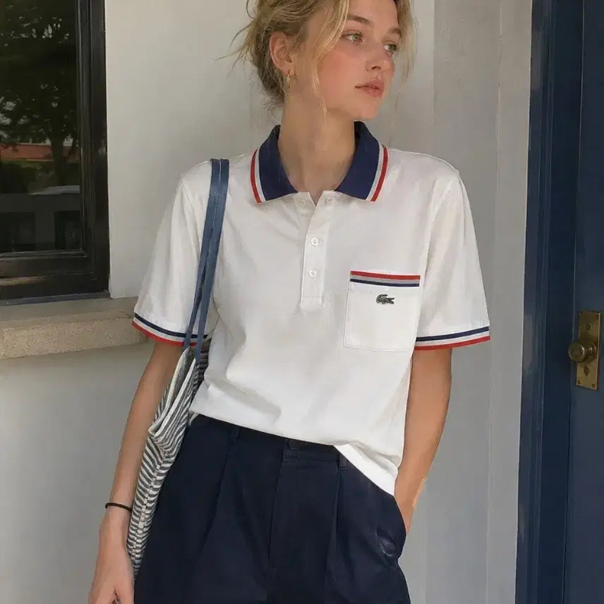 [BUNJANG] Lacoste White Polo Shirt M / 라코스테 화이트 카라티M