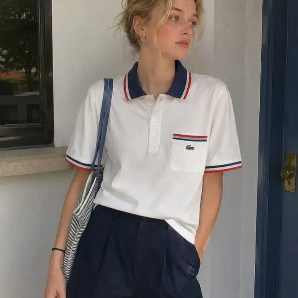 [BUNJANG] Lacoste White Polo Shirt M / 라코스테 화이트 카라티M