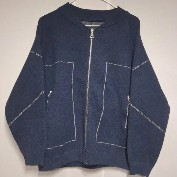 [BUNJANG] Navy Zip-Up Cardigan (One Size) / 네이비 집업 가디건(프리사이즈)