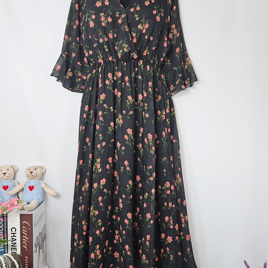 [BUNJANG] Rose Chiffon Long Dress / 딩동 :) M/장미 쉬폰 롱원피스_213