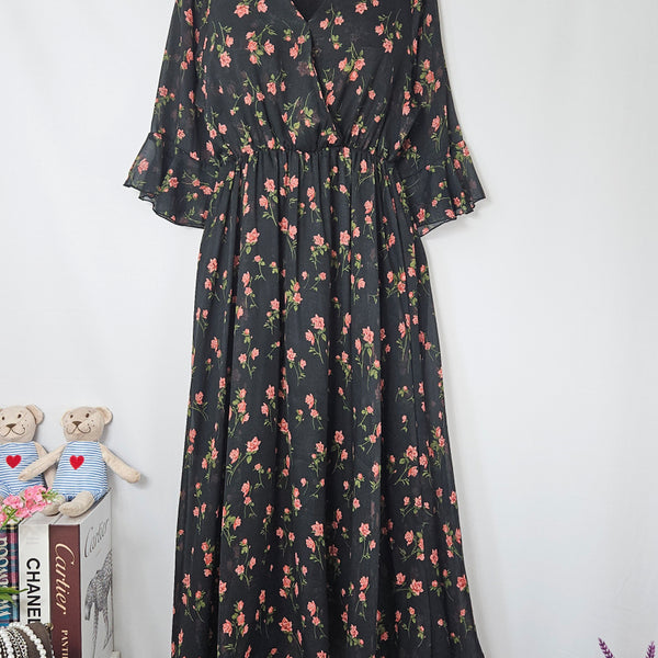 [BUNJANG] Rose Chiffon Long Dress / 딩동 :) M/장미 쉬폰 롱원피스_213