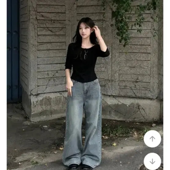[BUNJANG] Wide Denim Pants Set / 에이블리 청바지 데님