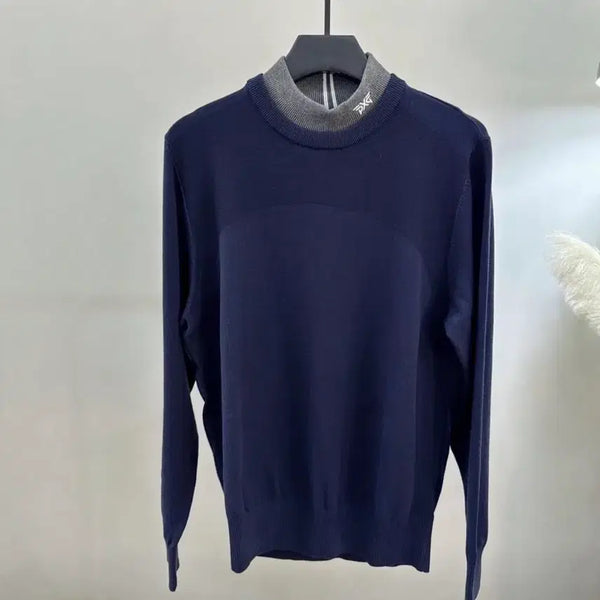 [BUNJANG] Men's Golf Mock Neck Knit Navy / 남성 골프 반목니트 네이비