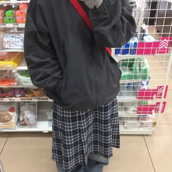 [BUNJANG] Check Midi Skirt Navy / 예잇 체크 미디 스커트 네이비