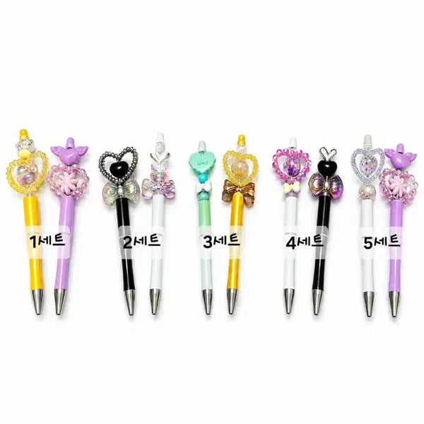 [BUNJANG] Bling Bling Bead Ballpoint Pen Set / 블링블링  비즈 볼펜 세트