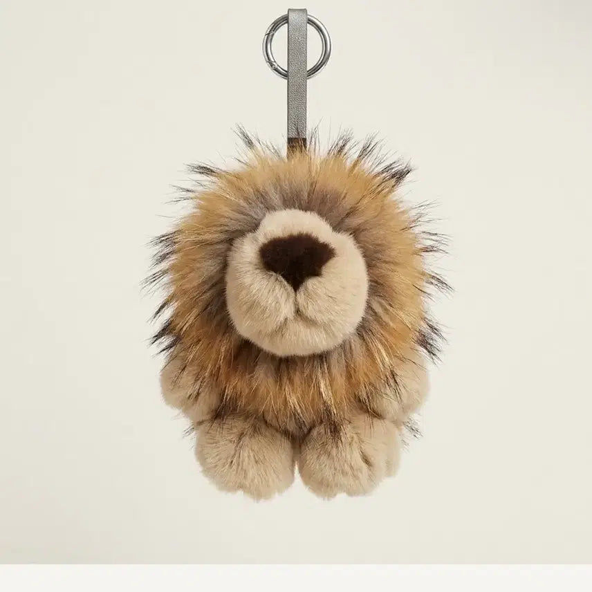 [BUNJANG] Faux Fur Lion Charm Keychain / 퍼 사자 인형 키링