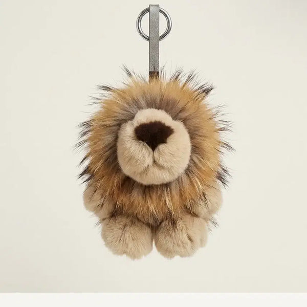 [BUNJANG] Faux Fur Lion Charm Keychain / 퍼 사자 인형 키링