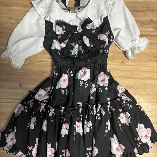 [BUNJANG] Majoretti Flower Ribbon Dress / 마조레티 플라워 백 리본 원피스