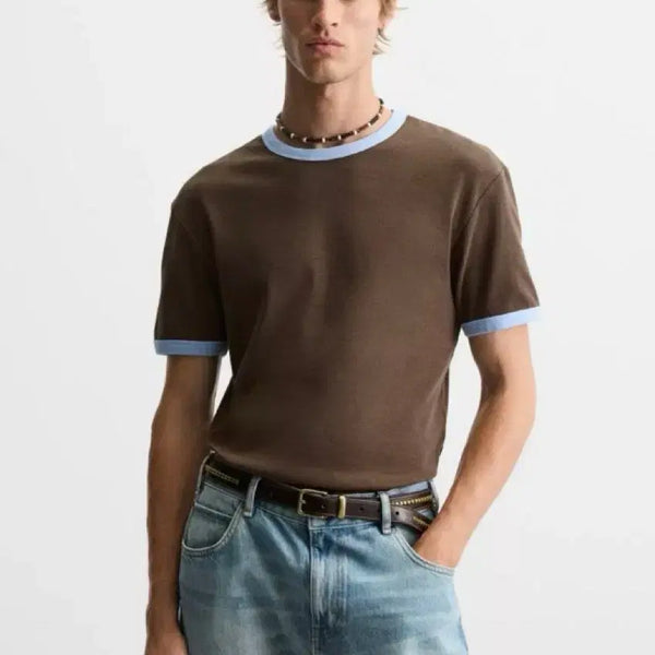 [BUNJANG] Zara Ring T-shirt Brown L / 자라 링거티 브라운 L