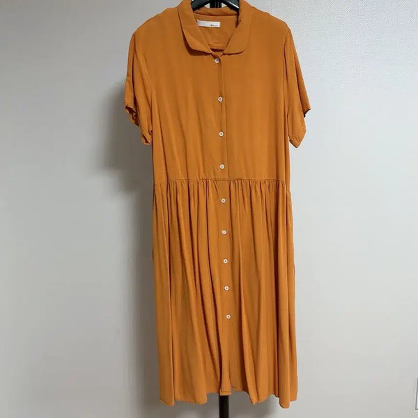 [BUNJANG] Collared Shirt Long Dress / 카라 셔츠 원피스