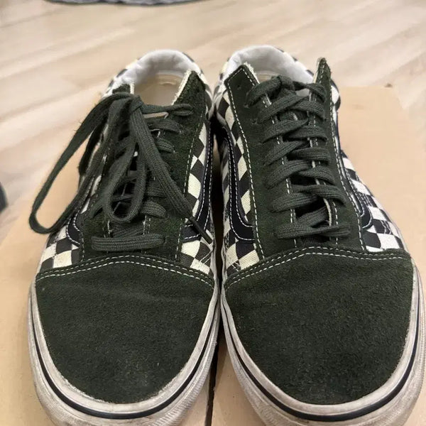 [BUNJANG] Vans Old Skool Checkerboard Green Sneakers (265) / 반스 올드스쿨 체커보드 그린 265