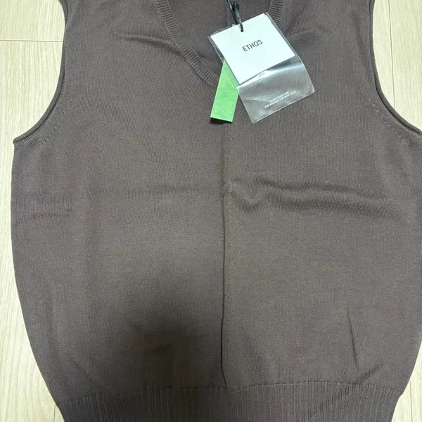 [BUNJANG] ETHOS V-Neck Knit Vest Brown / 에토스 브이넥 니트 베스트