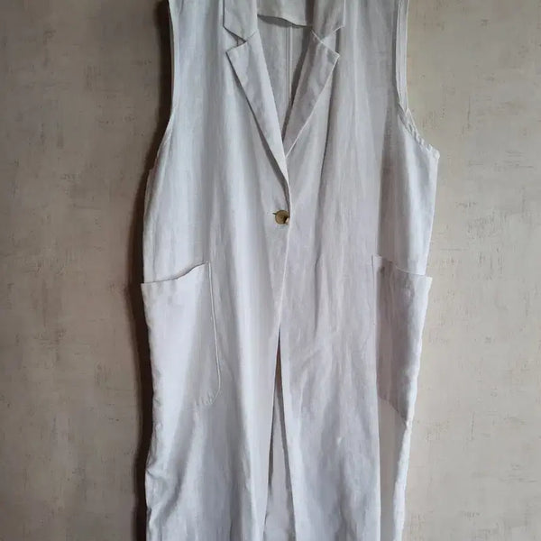 [BUNJANG] Linen Loose Fit Long Vest / 린넨 루즈핏롱 조끼