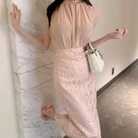 [BUNJANG] Lossom J White Pink Long Skirt / 수입의류 롱치마  로썸제이