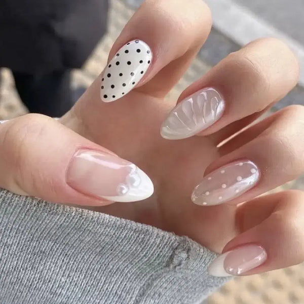 [BUNJANG] Custom Dot French Handmade Nail Tips / 주문제작 도트 프렌치 수제 네일팁