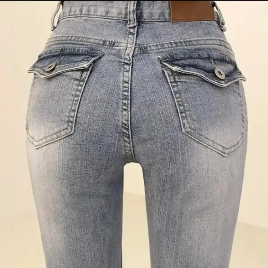 [BUNJANG] Denim Bootcut Pants - Light Wash / 힙 뒷포켓 데님 부츠컷 팬츠 연청