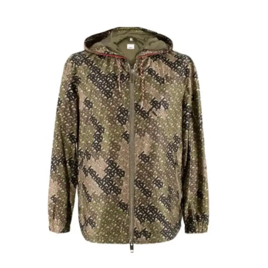 [BUNJANG] Burberry Monogram Print Nylon Hooded Jacket Khaki Green / [Burberry] 버버리 나일론 후드자켓  Monogram Print Nylon Hooded Jacket in Khaki Green