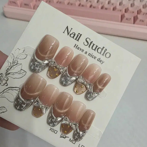 [BUNJANG] French Glitter Nail Set [S] / 프렌치 글리터 네일 [S]