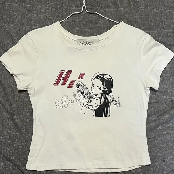 [BUNJANG] 3 TIMES Her Devil Crop Tee / 쓰리타임즈 헐 데빌 티