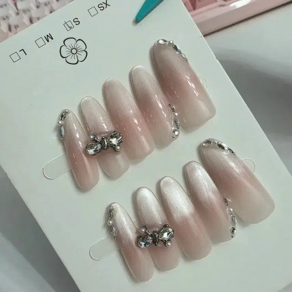 [BUNJANG] Ribbon Magnet French Nail Tips [S] / 리본 자석 그라 네일팁 [S]
