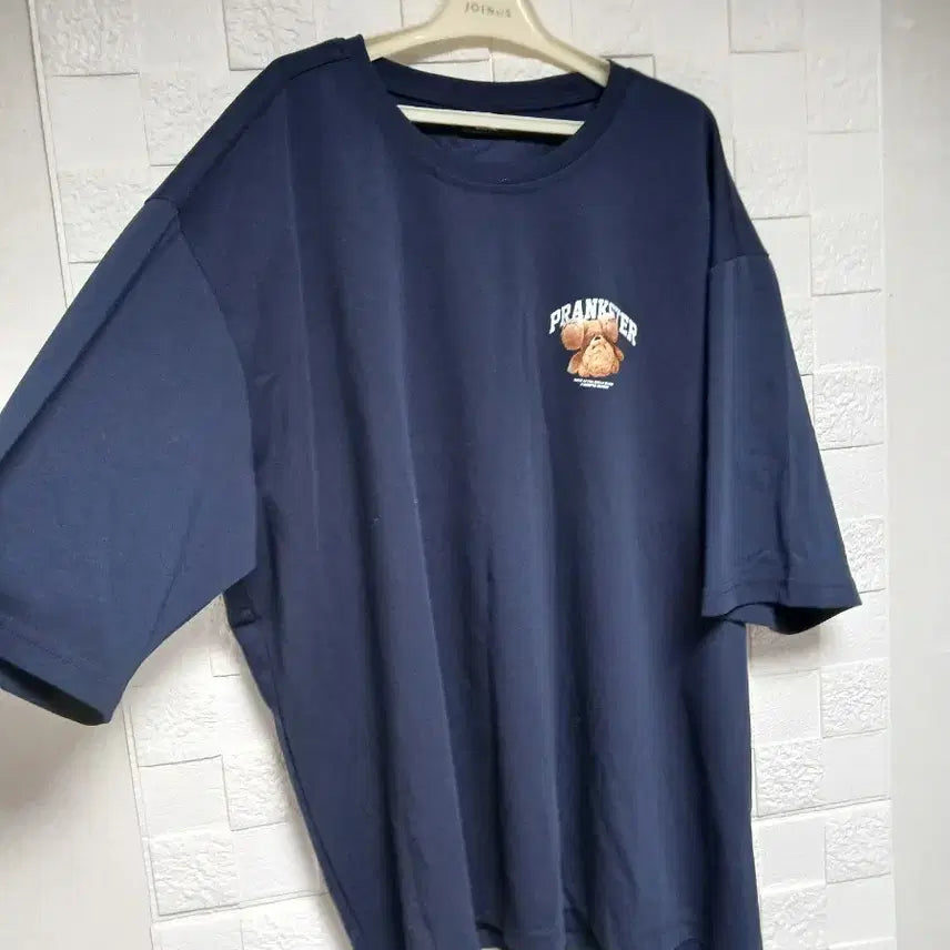 [BUNJANG] Bear Print Oversized Navy T-Shirt (Unisex) 4XL / 새거)빅사이즈 네이비 베어 반팔티(남녀공용) 4XL