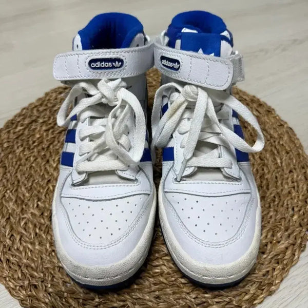 [BUNJANG] Adidas Forum Mid White/Blue Sneakers / 아디다스 포럼 미드 흰/파랑 운동화