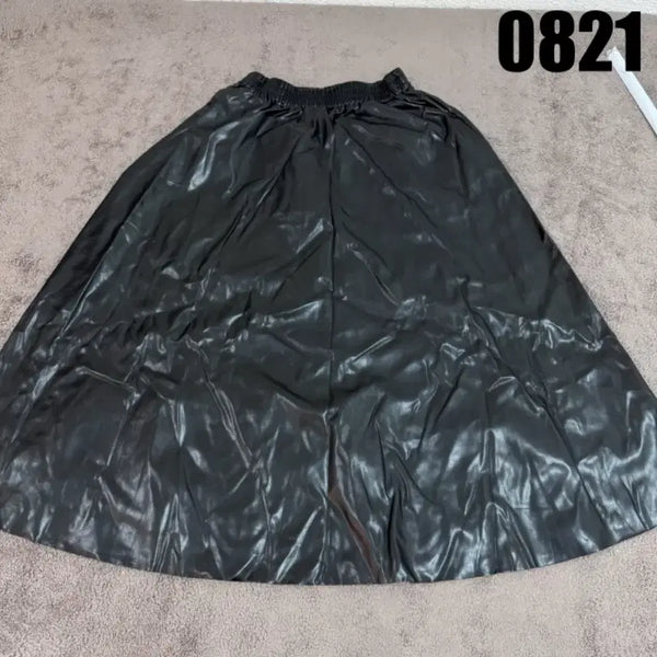 [BUNJANG] Black Leather Long Skirt / 블랙 레더 롱 스커트
