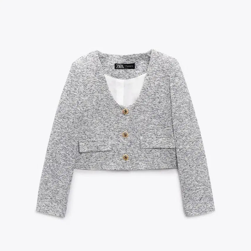 [BUNJANG] Zara Tweed Cropped Jacket / 자라 트위드 크롭 자켓