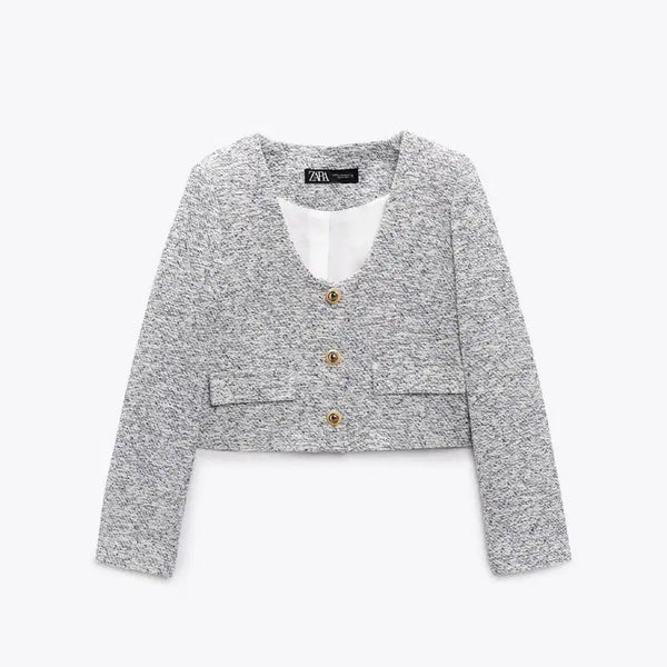 [BUNJANG] Zara Tweed Cropped Jacket / 자라 트위드 크롭 자켓