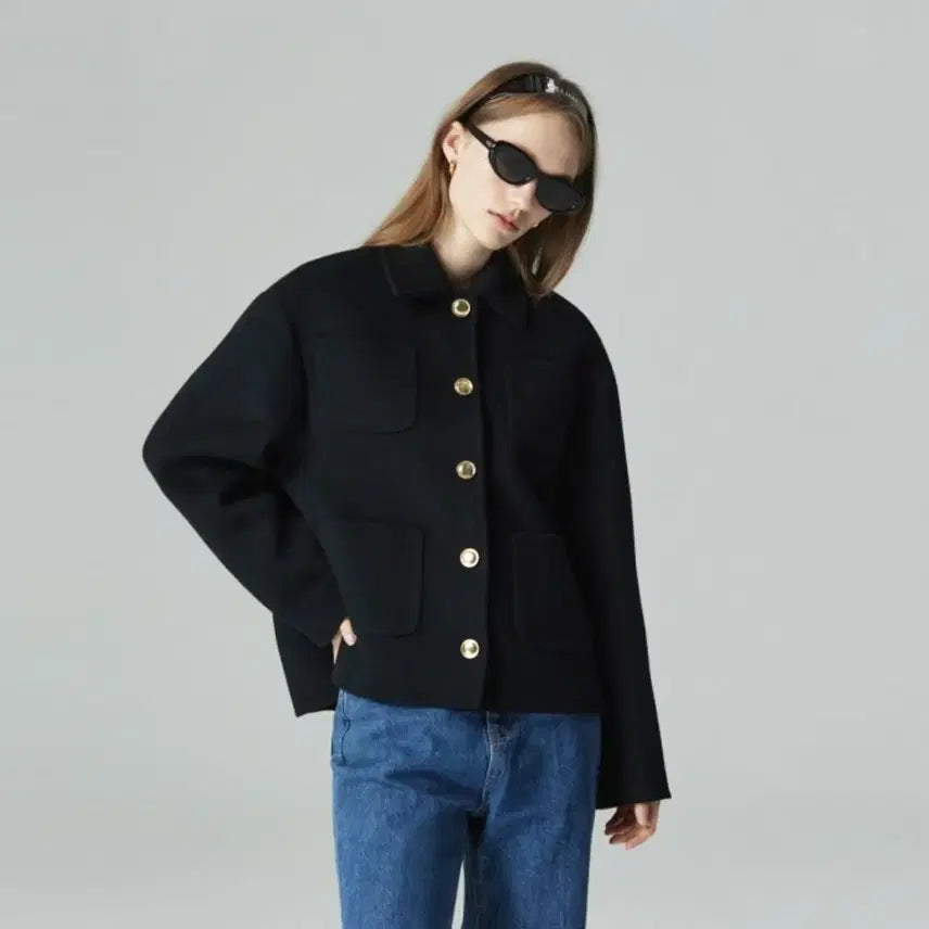 [BUNJANG] ZEMMAWORLD MMMM Martin Gold Button Short Coat / 젬마월드 MMMM 마틴 골드버튼 숏코트 프리사이즈 새상품